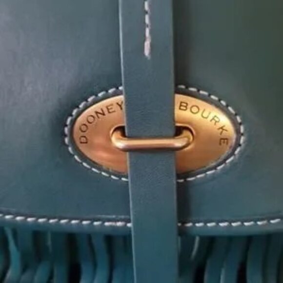 ROByNSAPI Dooney & Bourke RARE Teal  Fringe Leather Crossbody Shoulder Bag - Picture 12 of 12